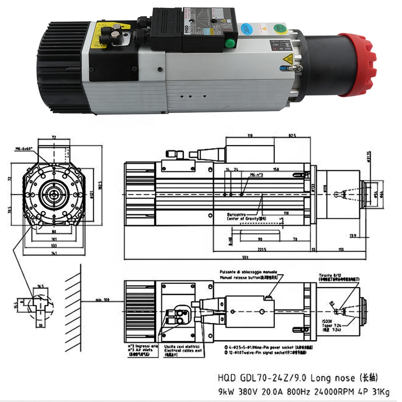 Cnc Spindle Motor - Fournisseurs HQD 9kw 220v 380v à